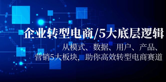 【副业项目5960期】企业转型电商/5大底层逻辑，从模式 数据 用户 产品 营销5大板块，高效转型缩略图