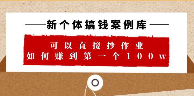 【副业项目6452期】新个体 搞钱案例 库，可以直接抄作业 如何赚到第一个100w（29节视频+文档）缩略图