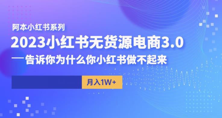 【副业项目6506期】阿本小红书无货源电商3.0，告诉你为什么你小红书做不起来缩略图