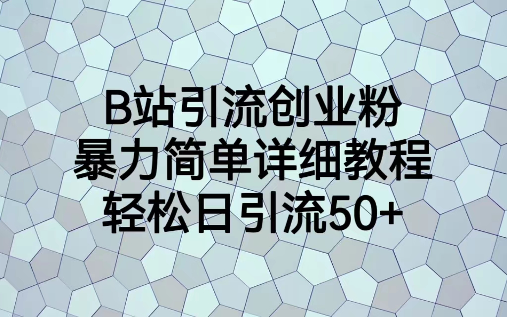 【副业项目6915期】B站引流创业粉，暴力简单详细教程，轻松日引流50+缩略图