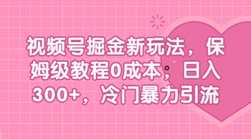 【副业项目7045期】视频号掘金新玩法，保姆级教程0成本，日入300+，冷门暴力引流缩略图