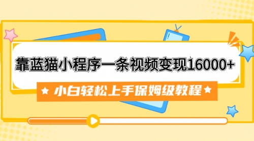 【副业项目7909期】靠蓝猫小程序一条视频变现16000+小白轻松上手保姆级教程（附166G资料素材）缩略图