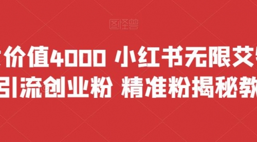 【副业项目7956期】价值4000 小红书无限艾特暴力引流创业粉 精准粉揭秘教程缩略图