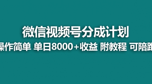 【副业项目8166期】视频号分成计划，单天收益8000+，附玩法教程！可陪跑缩略图