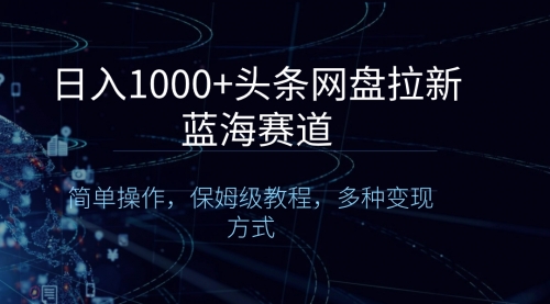 【副业8679期】日入1000+头条网盘拉新蓝海赛道，简单操作，保姆级教程，多种变现方式缩略图